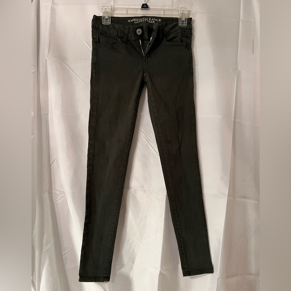 American Eagle Dark Green Super Stretch Jeggings Size 0 - Picture 2 of 5